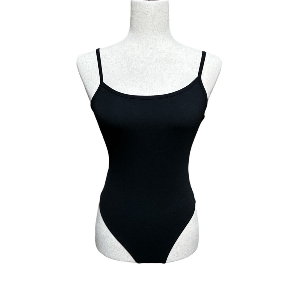 Madewell Black Thin-Strap Scoop Neck Bodysuit